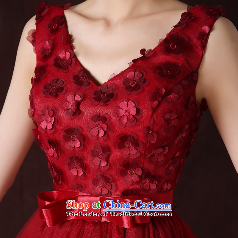 The privilege of serving-leung and stylish evening dresses new summer and fall of 2015, replacing the small dining Dress Short) bridesmaid dress sister skirt wine red S honor services-leung , , , shopping on the Internet