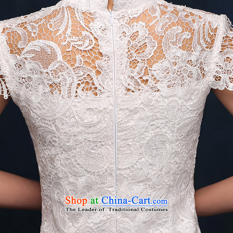 According to Lin Sha evening dresses 2015 New Chinese cheongsam dress white bridesmaid to Sau San long years banquet dinner dress according to Lin Sha white L, , , , shopping on the Internet