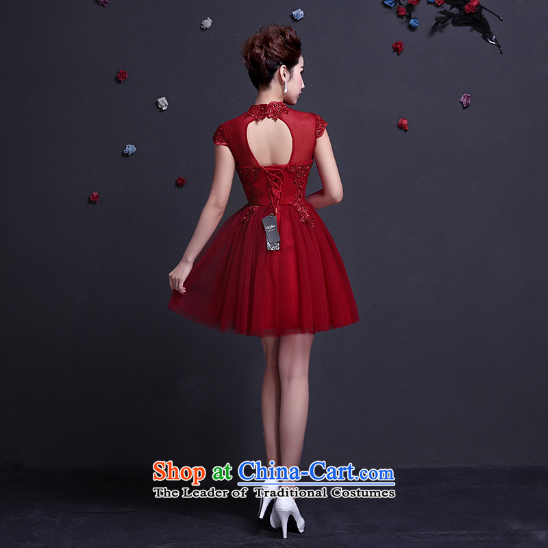 The dumping of the wedding dress bows services dress bride stylish 2015 short, thin-video history   Marriage wedding dresses spring and summer wine red XL, dumping of wedding dress shopping on the Internet has been pressed.