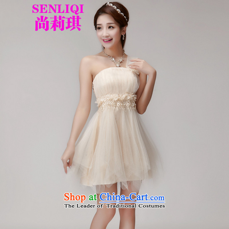 There is a new summer 2015 Liqi stylish bridesmaid mission dress evening dress sister skirts banquet short of small dress bridesmaid services 955 M, apricot yet liqi shopping on the Internet has been pressed.