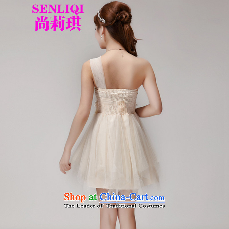 There is a new summer 2015 Liqi stylish bridesmaid mission dress evening dress sister skirts banquet short of small dress bridesmaid services 955 M, apricot yet liqi shopping on the Internet has been pressed.