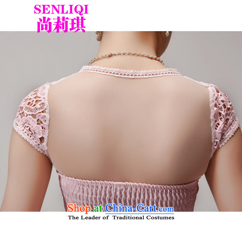 Yet Liqi 2015 Summer new lace spent manually staple pearl hook Aristocratic women's dresses bon bon skirt temperament dress skirt women 965 Pink , L, yet liqi shopping on the Internet has been pressed.