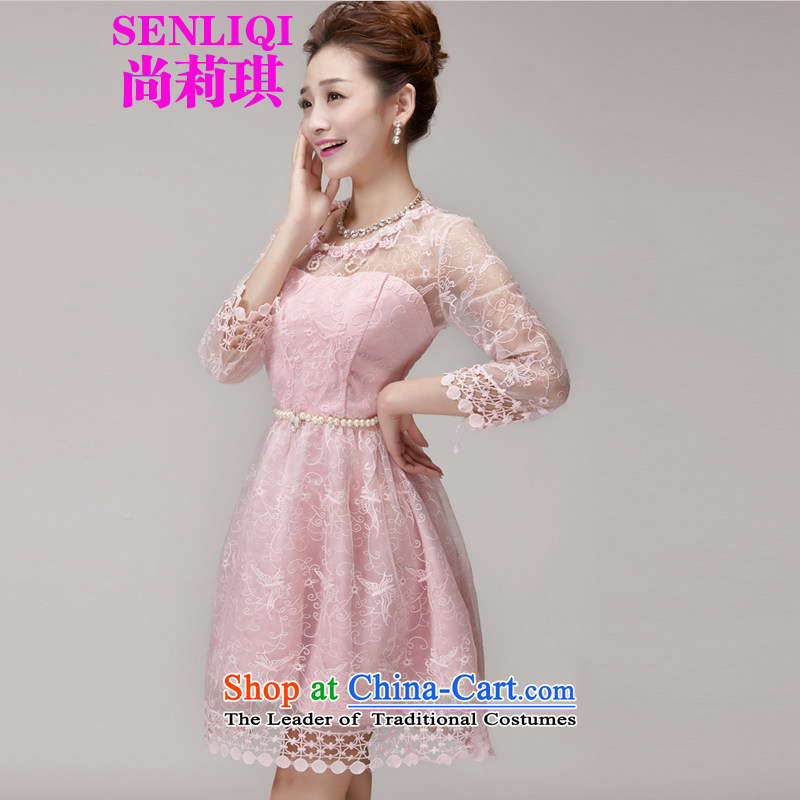 Yet Liqi 2015 Summer new staple Pearl Princess skirt dresses Sau San champagne color and chest bridesmaid services sister skirt small girls 996 Pink dresses , M, yet liqi shopping on the Internet has been pressed.
