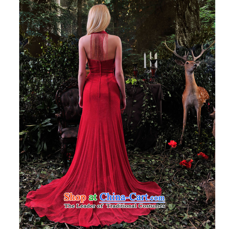 Full Chamber Fong spring and summer 2015 new red shoulders bride bows services video thin marriage evening dresses long L865  173-L, Red Chamber Fong.... Full Online Shopping