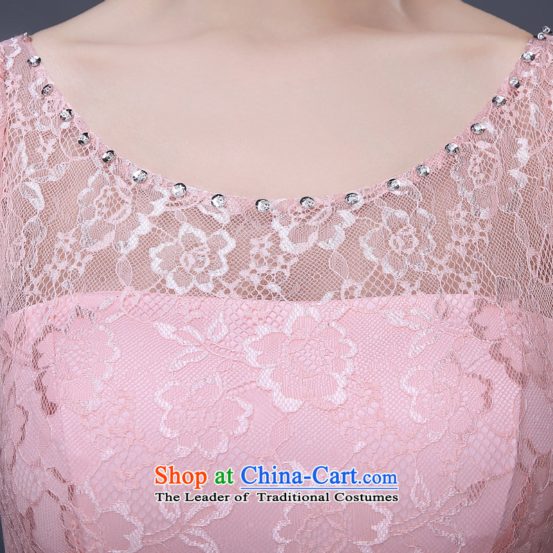 Jie Mija 2015 new lace wedding dresses, small short skirt evening dress performances bride services bridesmaid dresses bows bare pink M Cheng Kejie mia , , , shopping on the Internet