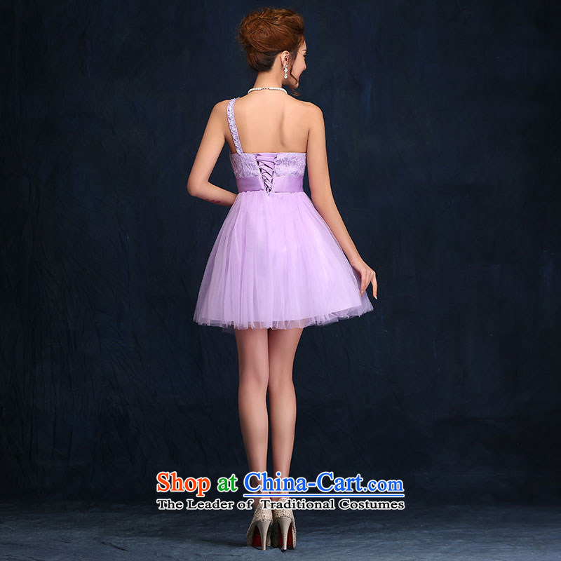 Bridesmaid Services 2015 new spring and summer sister mission dress dresses female short of marriages bows services evening dresses according to Lin Sha, purple shopping on the Internet has been pressed.