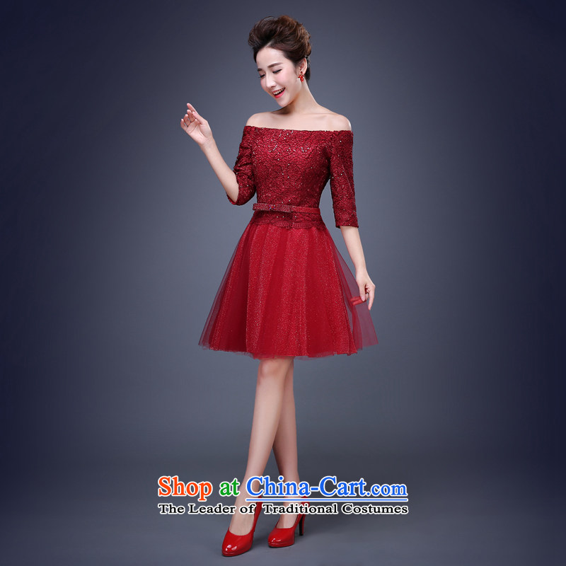 Jie Mija 2015 Spring New lace wedding dresses, small short skirt evening dress performances bride services bridesmaid dresses bows deep red XL, Cheng Kejie mia , , , shopping on the Internet