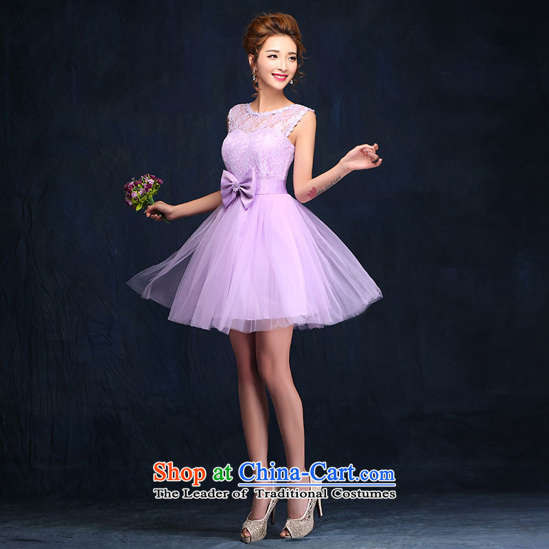The new 2015 evening dress bridesmaid Dress Short of Korean skirt wedding banquet sister small dress spring and summer Sau San purple , L, according to Lin Sha , , , shopping on the Internet