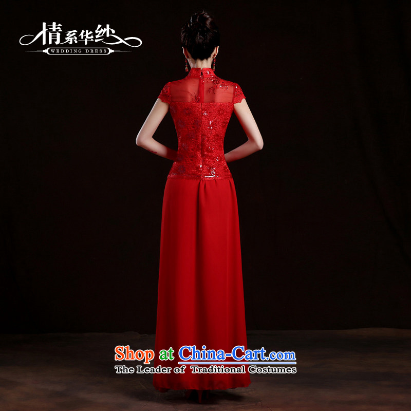 Qing Hua yarn 2015 Spring New Long cheongsam dress marriages bows dress evening retro improved maternal loose roved L, red qipao Wah yarn , , , shopping on the Internet
