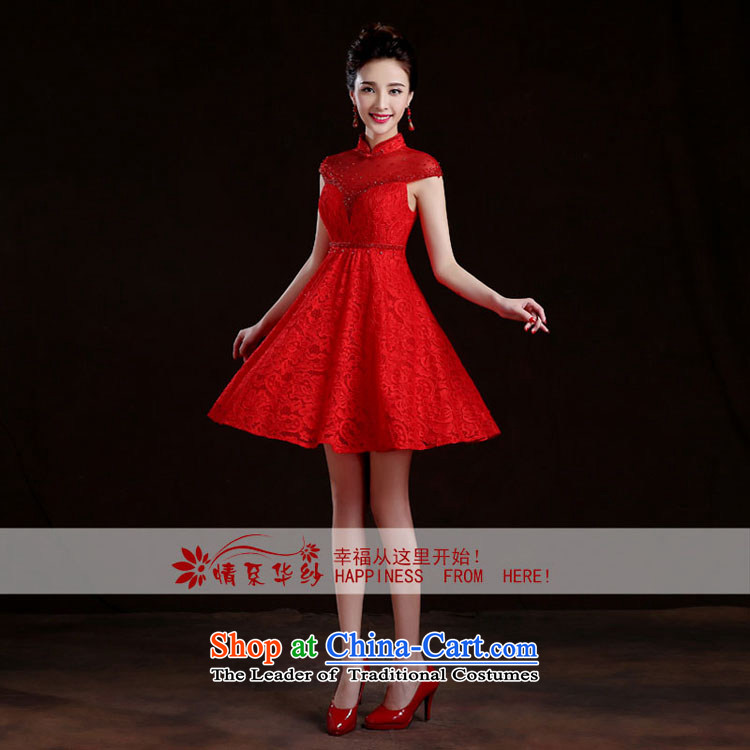 Qing Hua Sha fashionable bride bows service, spring and autumn 2015 new retro cheongsam wedding dress lace large red dress red L picture, prices, brand platters! The elections are supplied in the national character of distribution, so action, buy now enjoy more preferential! As soon as possible.