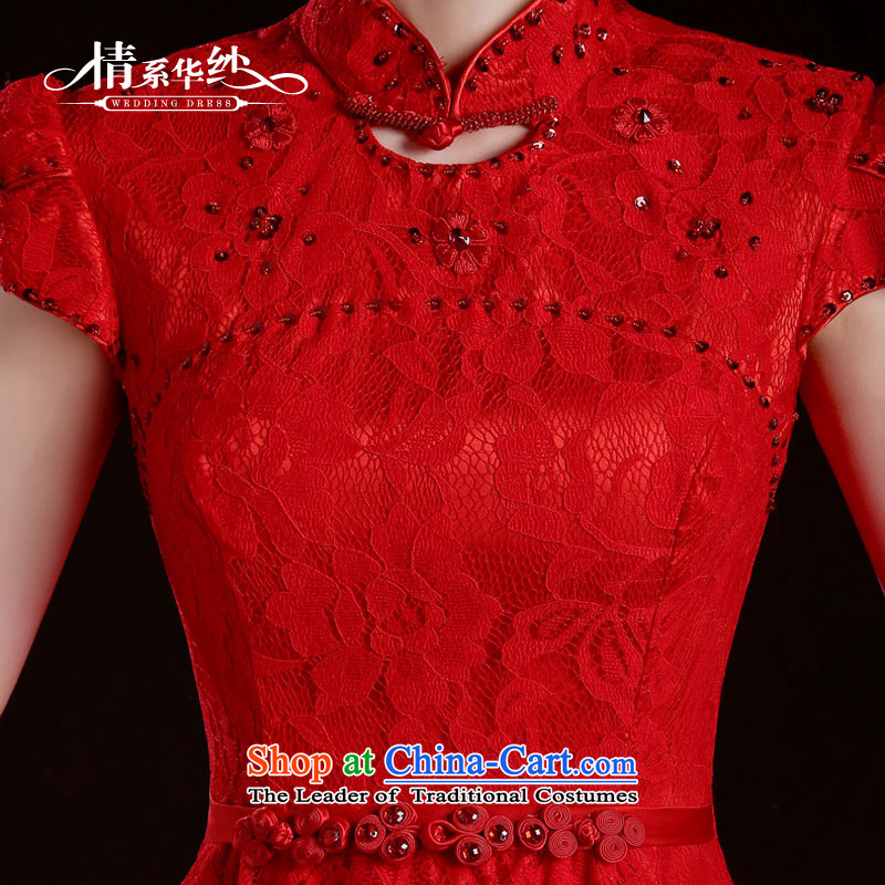 Qing Hua yarn 2015 bride stylish bows service, red wedding dress wedding bows video thin Sau San cheongsam dress spring red XL, Qing Hua yarn , , , shopping on the Internet