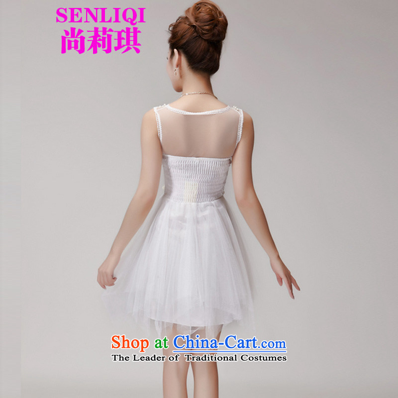 Yet Liqi 2015 Summer new lace spent manually staple pearl hook princess bon bon skirt elastic waist nets dresses dress women 983 White M yet liqi shopping on the Internet has been pressed.