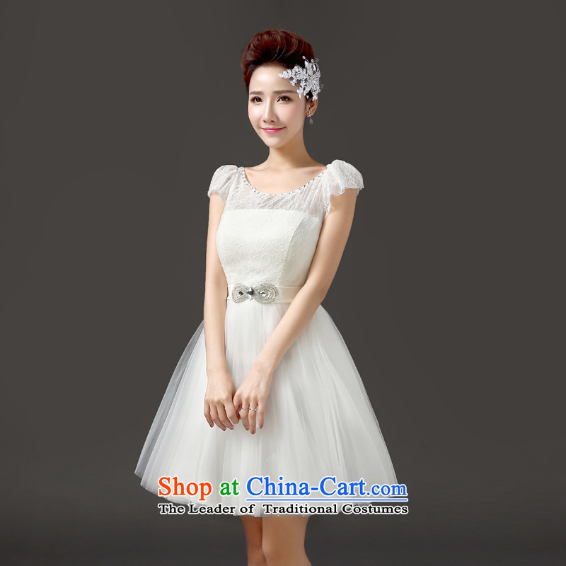 In the spring and summer of 2015, Friends New marriages toasting champagne evening dresses Korean word shoulder Sau San performance under the auspices of small Dress Short white dresses bridesmaid L code waist 2.1 foot, Yi (LANYI) , , , shopping on the Internet