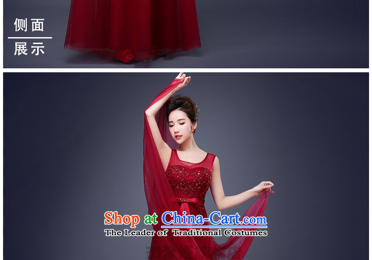 Jie Mija 2015 new stylish long Merlot red deep bows services V bride moderator will dress Sau San banquet dark red L picture, prices, brand platters! The elections are supplied in the national character of distribution, so action, buy now enjoy more preferential! As soon as possible.