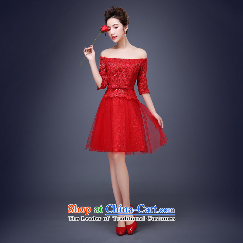 Jie mija bride dress bows services 2015 Spring new stylish red band Sau San banquet evening dress Long Short, Short M