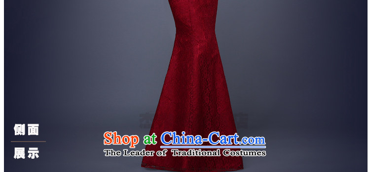 Jie Mija 2015 new V-neck in a field in the shoulder cuff long red lace wedding dresses Bridal Services evening dresses spring bows wine red S picture, prices, brand platters! The elections are supplied in the national character of distribution, so action, buy now enjoy more preferential! As soon as possible.