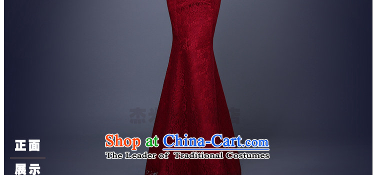 Jie Mija 2015 new V-neck in a field in the shoulder cuff long red lace wedding dresses Bridal Services evening dresses spring bows wine red S picture, prices, brand platters! The elections are supplied in the national character of distribution, so action, buy now enjoy more preferential! As soon as possible.