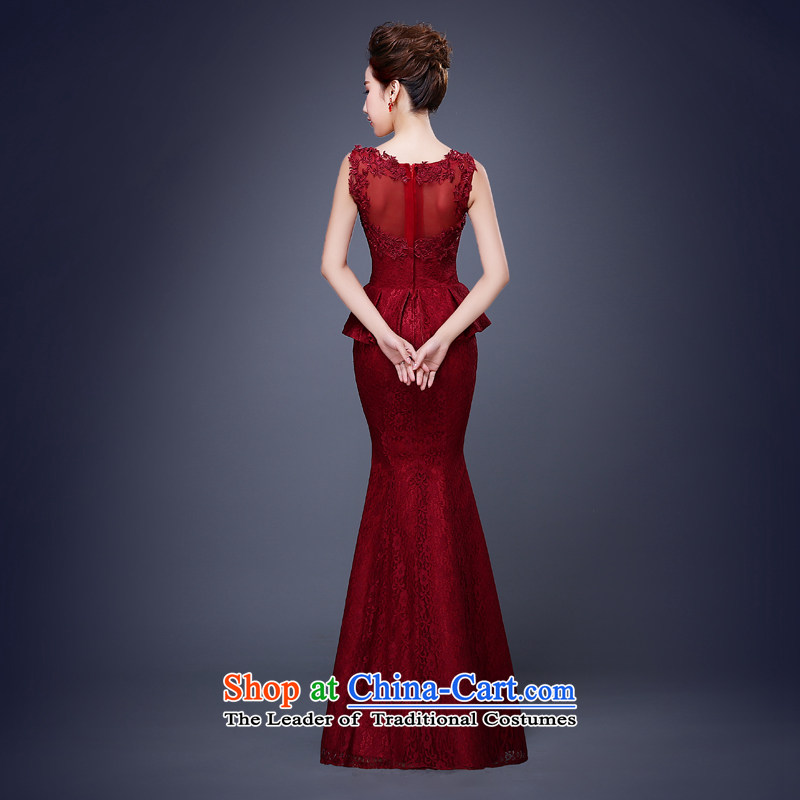 Jie Mija 2015 new V-neck in a field in the shoulder cuff long red lace wedding dresses Bridal Services evening dresses spring bows wine red S, Cheng Kejie mia , , , shopping on the Internet