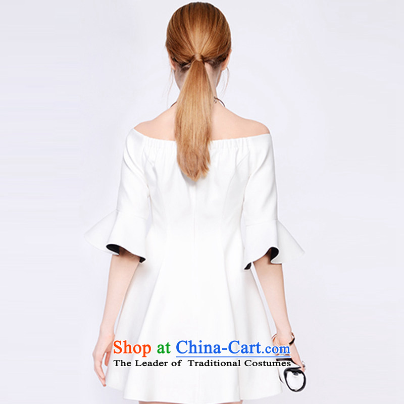 El Yang  2015 Summer new European sites for the word     bare shoulders dresses Foutune of dress skirt white S EL-yang , , , shopping on the Internet