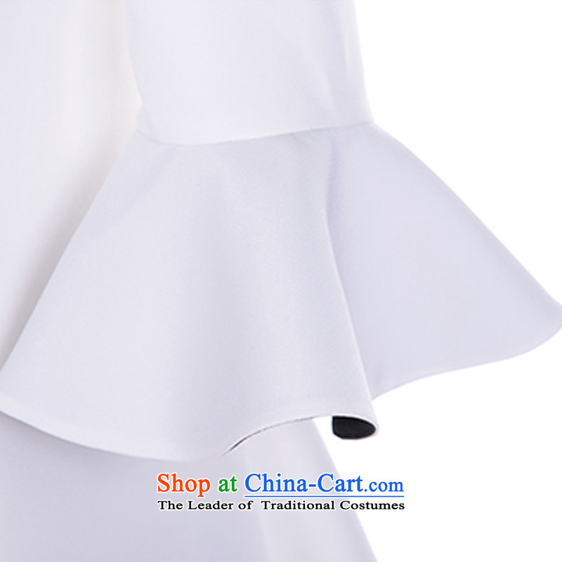 El Yang  2015 Summer new European sites for the word     bare shoulders dresses Foutune of dress skirt white S EL-yang , , , shopping on the Internet