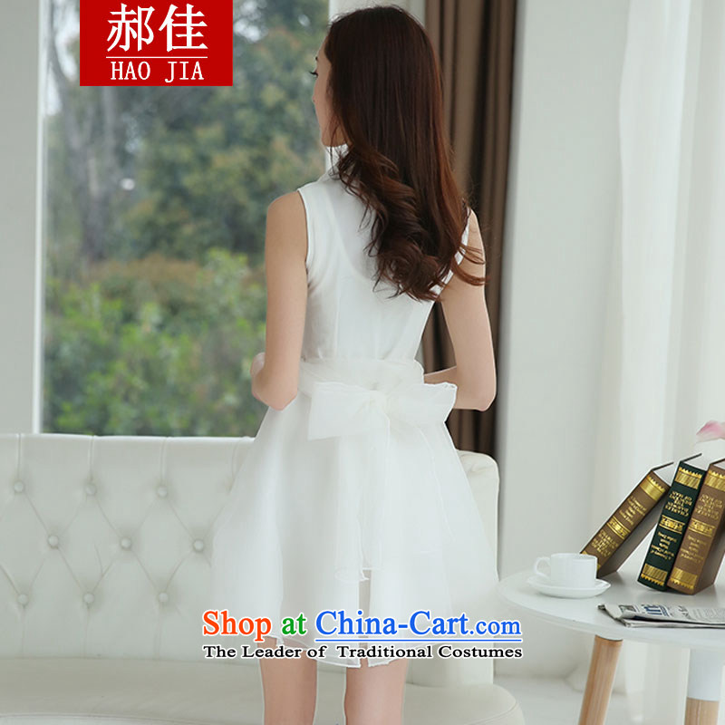 Hao Kai sweet dresses 2015 Spring/Summer female OL temperament white fairies dresses bow tie dress skirt white L, Hao Kai shopping on the Internet has been pressed.