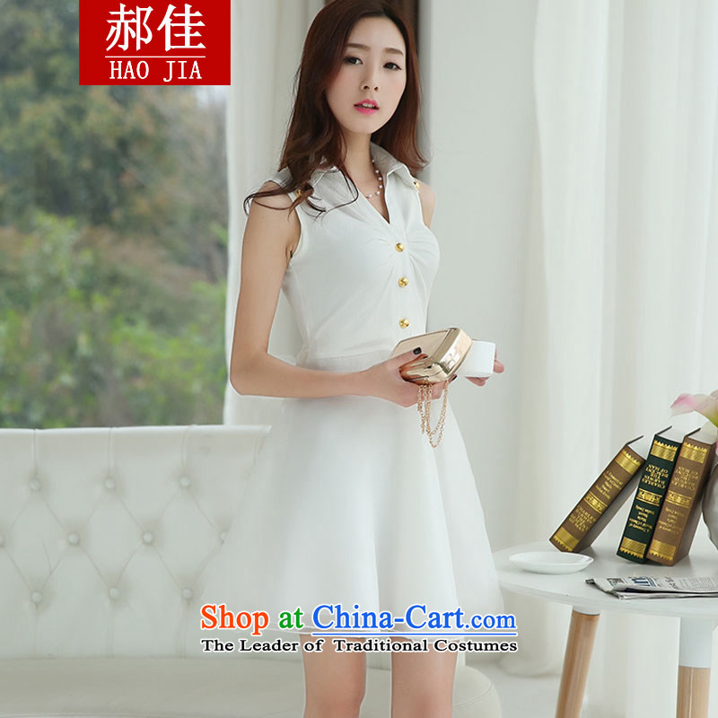 Hao Kai sweet dresses 2015 Spring/Summer female OL temperament white fairies dresses bow tie dress skirt white L, Hao Kai shopping on the Internet has been pressed.