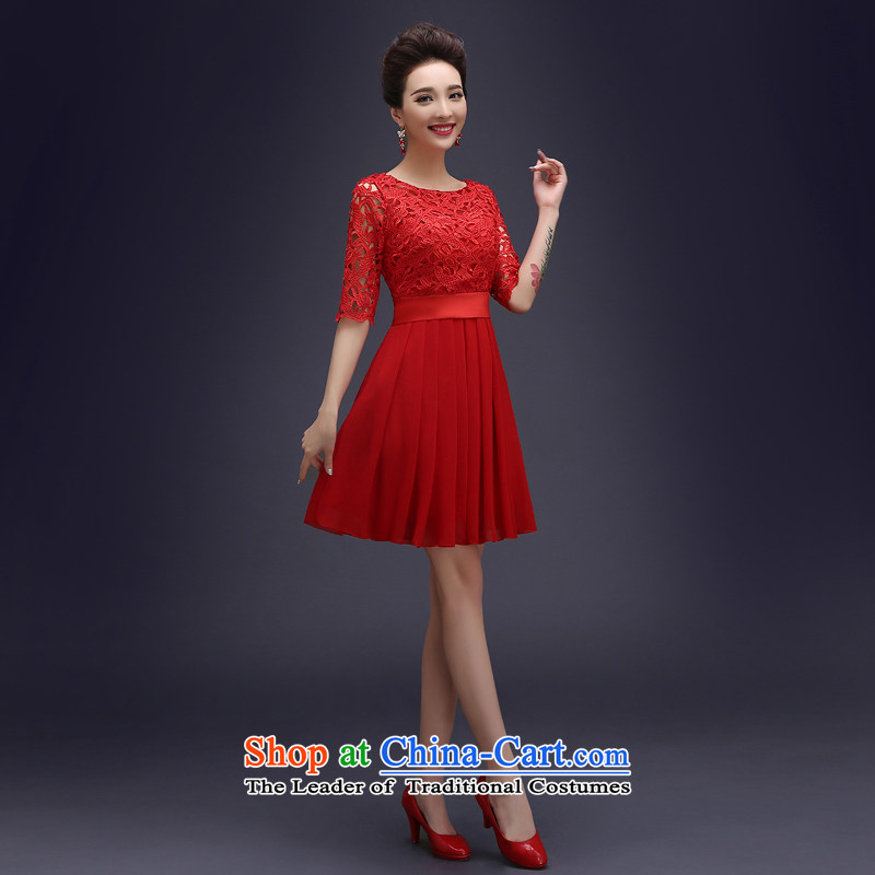Wedding dress evening drink service 2015 autumn the word of the new bride services shoulder bows Red Dress Short, Thin Small married graphics Sau San dress skirt red made Size 5-7 Day Shipping, hundreds of Ming products , , , shopping on the Internet