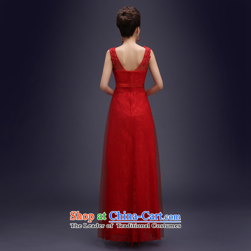 Wedding dress uniform evening drink wedding dresses 2015 new marriages bows to lace shoulders long bridesmaid dress banquet evening dresses red , L, hundreds of Ming products , , , shopping on the Internet