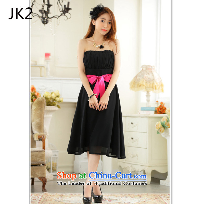 The minimalist style with large collision color chest belt chiffon dinner show dress dresses JK2 9,930 Black XXXL,JK2.YY,,, shopping on the Internet