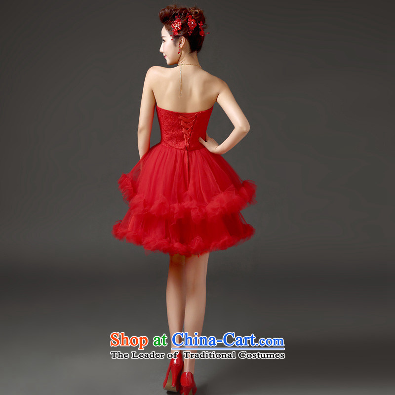2015 new marriages bows and chest Korean clothing red princess bon bon skirt short of small events including dress evening dresses red made contact customer service for fee, supplement, Yi (LANYI) , , , shopping on the Internet