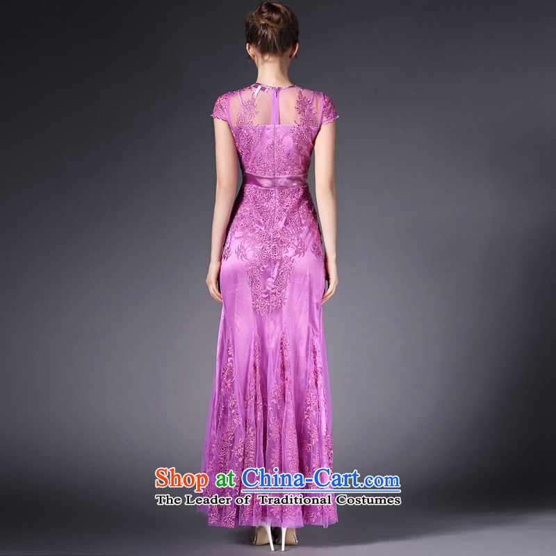 The OSCE Poetry Film 2015 new European and American Women's retro shoulder heavy industry embroidery package Sau San crowsfoot dresses wedding dress female purple annual meeting , Europe (oushiying poem) , , , shopping on the Internet
