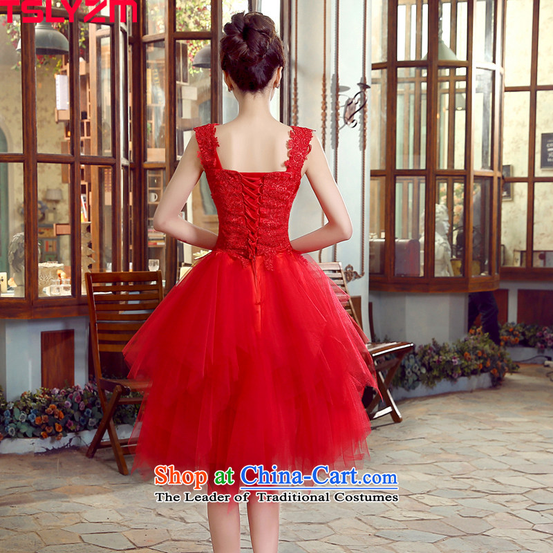 Wedding dresses tslyzm bride bows shoulder strap with small Dress Short of marriage gauze bon bon skirt red 2015 autumn and winter will female red s,tslyzm,,, shopping on the Internet