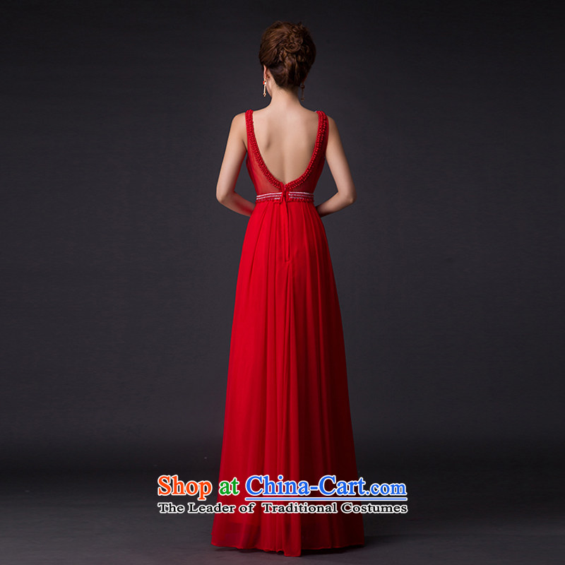 Hei Kaki 2015 new bows dress on drill pearl shoulders evening dresses V-neck under the auspices of the annual concert dress skirt  P005 banquet red , L, Hei Kaki shopping on the Internet has been pressed.