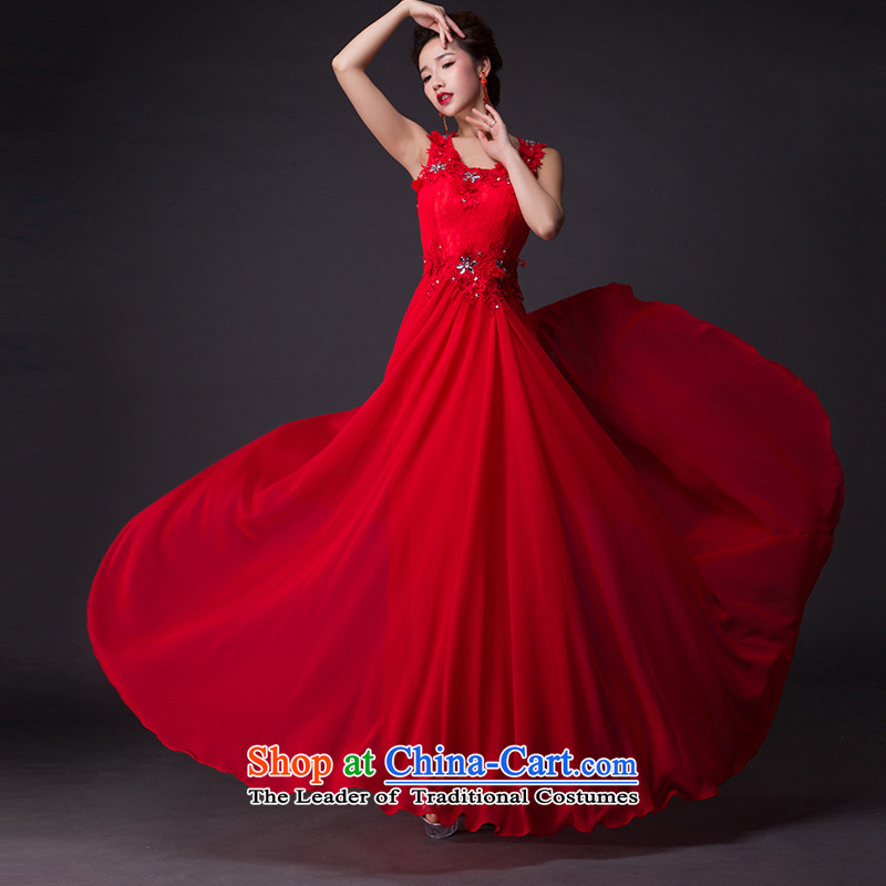 Hei Kaki 2015 new red dress on drill-toasting champagne evening dress annual meeting presided over the shoulder banquet performances dress skirt  P003  XXL, red-hi kaki shopping on the Internet has been pressed.