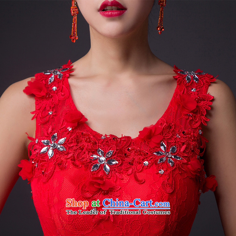 Hei Kaki 2015 new red dress on drill-toasting champagne evening dress annual meeting presided over the shoulder banquet performances dress skirt  P003  XXL, red-hi kaki shopping on the Internet has been pressed.