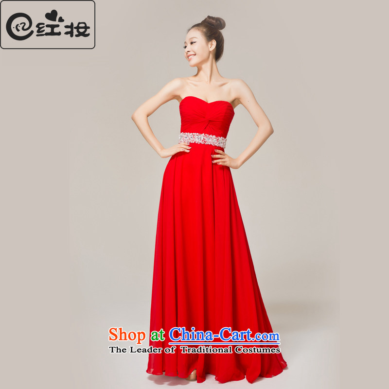 Recalling that the red spring bride wedding dresses,?2015 NEW STYLISH bride bows Services Red Dress L12142 long red?XL
