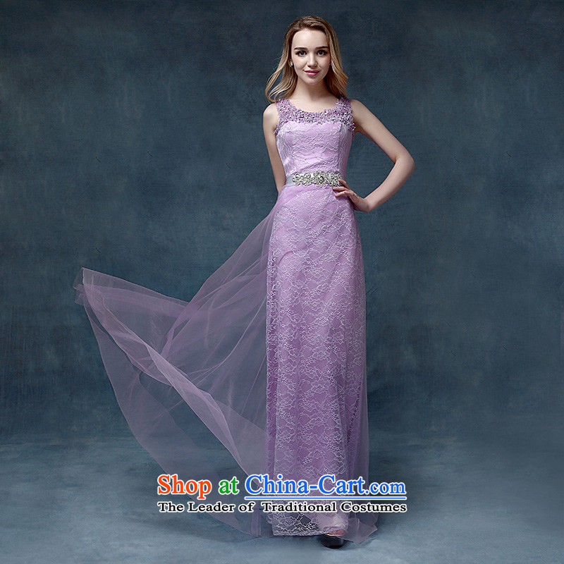 According to Lin Sha 2015 new marriages bows service long shoulders lace purple bridesmaid dress evening dress according to Lin, L, Color Picture Windsor shopping on the Internet has been pressed.