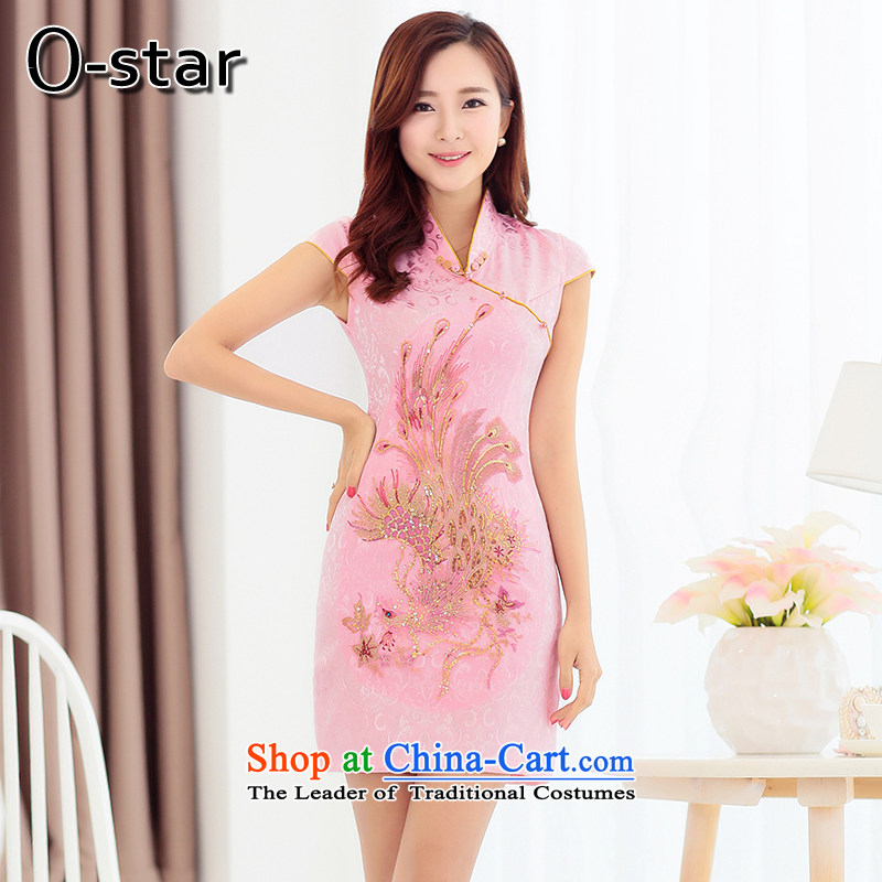 2015 new marriage o-star summer short of Qipao Chinese style wedding fashion bride bows service improvement Sau San video thin pink dresses?S