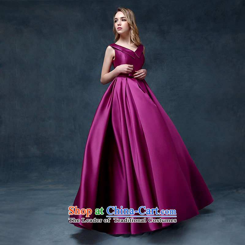 According to Lin Sha 2015 new bride wedding dresses bows satin women serving moderator straps purple long evening dress), in accordance with the codes are purple Lin Sha , , , shopping on the Internet