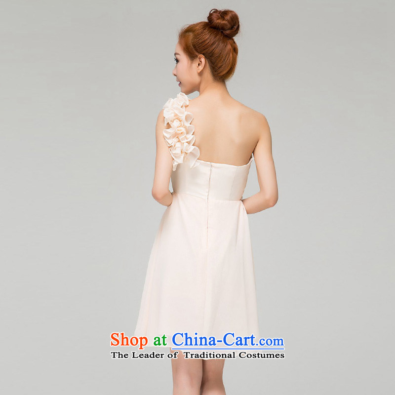 Recalling that hates makeup and stylish bridesmaid Dress Short of small dress sister skirt spring and summer banquet moderator evening dresses female L13768 champagne color M, recalling that hates makeup and shopping on the Internet has been pressed.