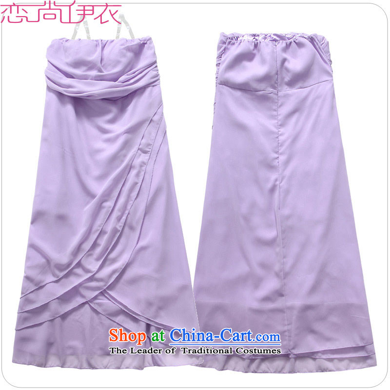 C.o.d. xl elegant evening dress skirt new aristocratic etiquette dovetail long skirt wrapped chest Foutune of red wedding dress sister skirt bows dress purple 3XL about 165-185, land is of Yi , , , shopping on the Internet