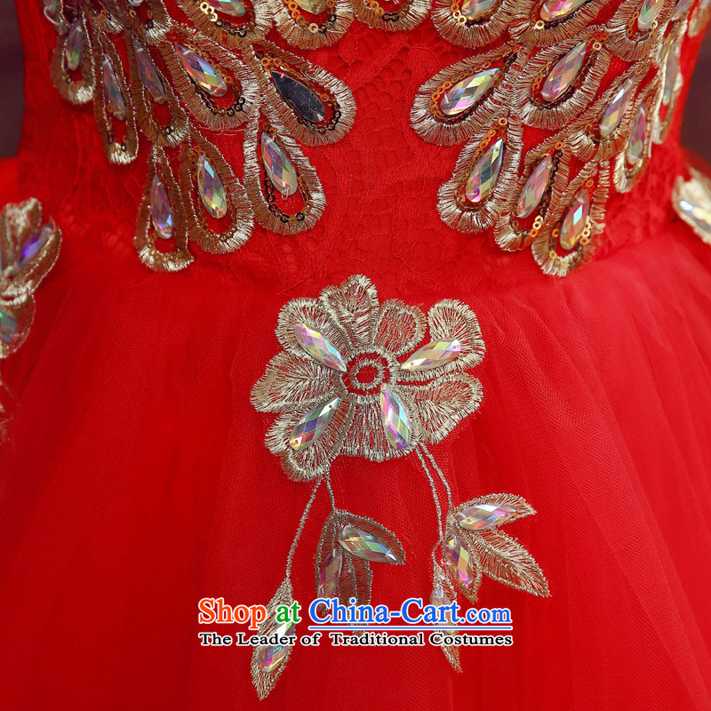 The Syrian brides dress married hour drink service shoulders a small red dress women stylish short, banquet dinner dress student performances Diamond Night Gown clothing red XXL, time Syrian shopping on the Internet has been pressed.