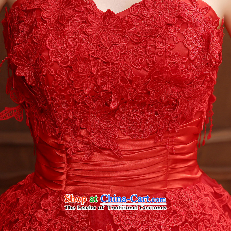 Time wiping the syrian chest wedding dresses new 2015 autumn and winter stylish red lace long bride wedding dress in red bows long evening dress RED M Time Syrian shopping on the Internet has been pressed.