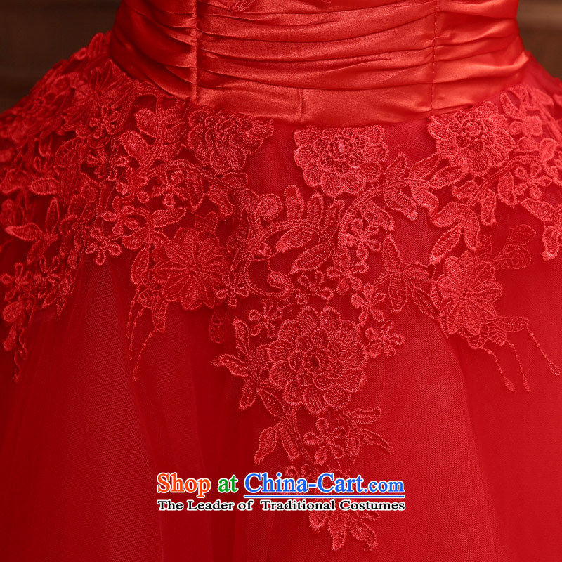 Time wiping the syrian chest wedding dresses new 2015 autumn and winter stylish red lace long bride wedding dress in red bows long evening dress RED M Time Syrian shopping on the Internet has been pressed.