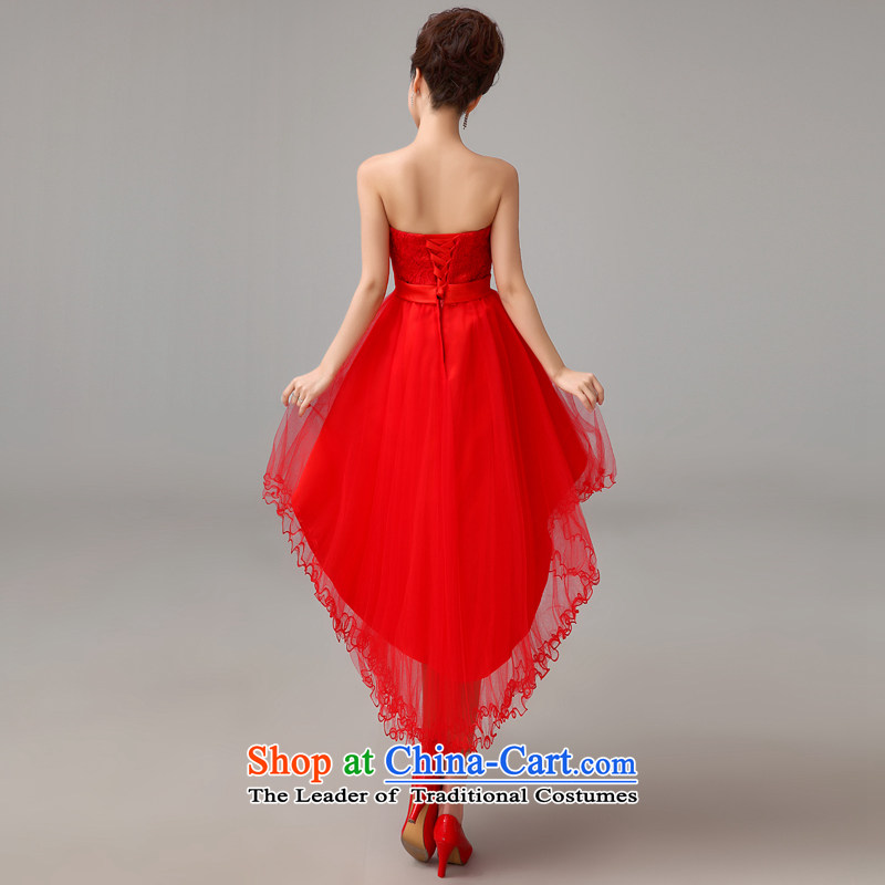The Syrian Arab Republic in spring and autumn 2015 New Time Stylish retro red wedding dresses short long after the former small trailing dress marriages bows and chest small dress night time, L, Syria at the red , , , shopping on the Internet