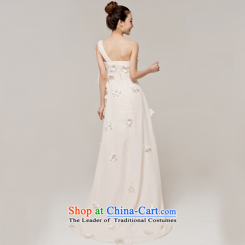 Recalling that hates makeup and evening dresses 2015 New Long stylish wedding dress brides Sau San bows shoulder bridesmaid L13007 serving champagne color M, recalling that hates makeup and shopping on the Internet has been pressed.