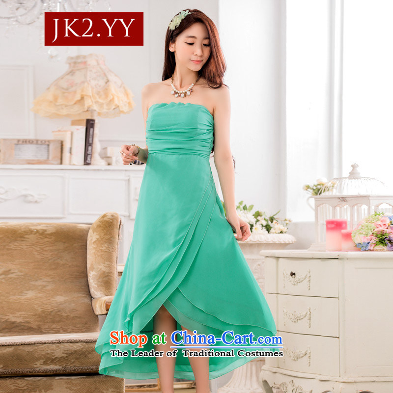 The Korean version of the elegant JK2 bright anointed chest Foutune of Princess skirt omelet before large chiffon dress skirt _feed_ GreenXXXL with invisible