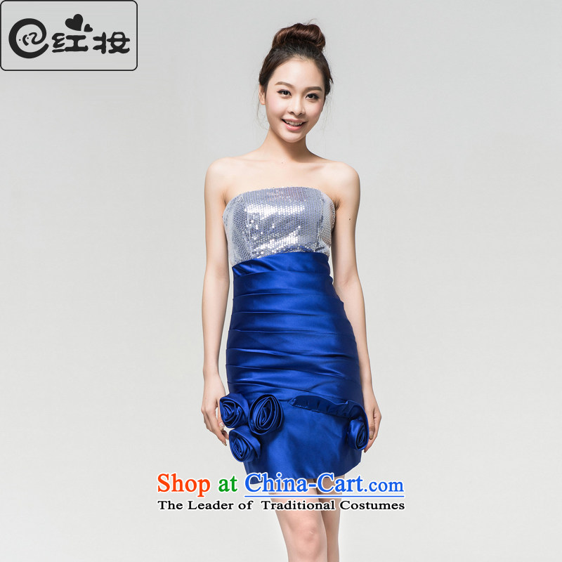 Recalling that hates makeup and banquet dinner dress short of the new 2015 princess spring bridesmaid annual meeting of persons chairing the small dress L12139 BLUE?XL