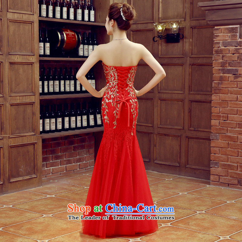 Time Syrian marriages bows services 2015 autumn and winter female new anointed chest long evening dresses red crowsfoot wedding dress Autumn Exhibition car models evening red XL, Syria has been pressed time shopping on the Internet