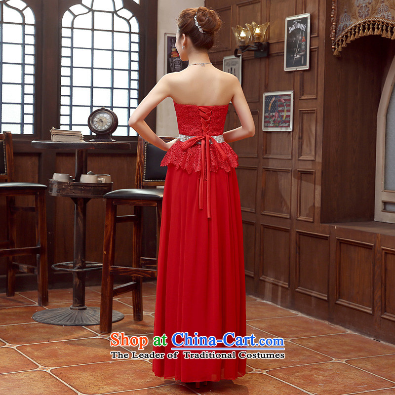 Time of autumn and winter 2015 Syria new the new Korean anointed chest lace Sau San video thin bride wedding dress red tie dinner dress long red XXL, time Syrian shopping on the Internet has been pressed.